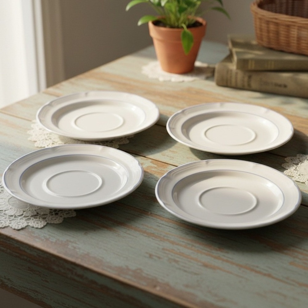 Covington Edition "Avondale" Stoneware Saucers, Set of 4, Vintage Dinnerware